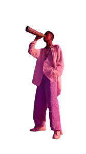 Child With Telescope Vinyl Car Decal Sticker – Waterproof & UV-Resistant 8"