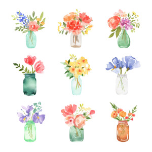 Floral Bouquet Watercolor Vinyl Car Decal Sticker – Waterproof & UV-Resistant 8"