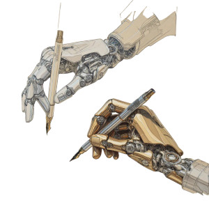 Robotic Hands Drawing Vinyl Car Decal Sticker – Waterproof & UV-Resistant 8"