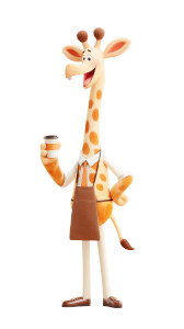 Giraffe Barista Vinyl Car Decal Sticker – Waterproof & UV-Resistant 8"