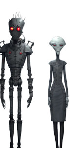 Futuristic Alien Encounter Vinyl Car Decal Sticker – Waterproof & UV-Resistant 8"