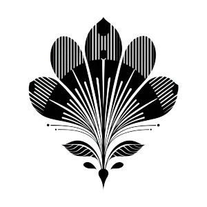 Art Deco Flower Logo Vinyl Car Decal Sticker – Waterproof & UV-Resistant 8"