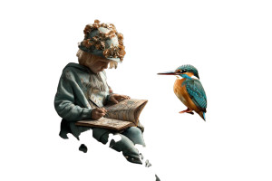 Kingfisher Boy Drawing Vinyl Car Decal Sticker – Waterproof & UV-Resistant 8"