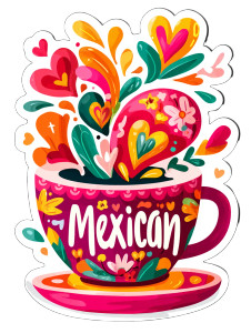 Mexican Coffee Cup Vinyl Car Decal Sticker – Waterproof & UV-Resistant 8"