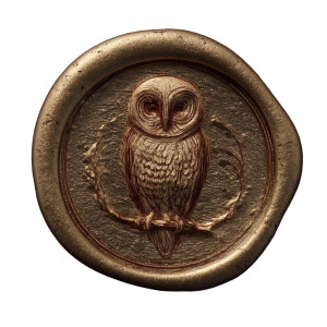 Golden Owl Seal Vinyl Car Decal Sticker – Waterproof & UV-Resistant 8"