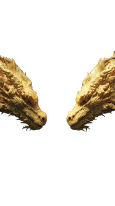 Golden Dragons Facing Vinyl Car Decal Sticker – Waterproof & UV-Resistant 8"