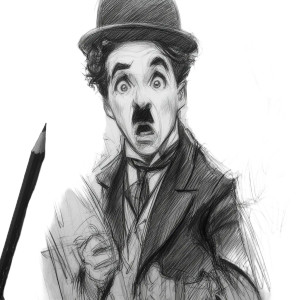 Fantasy Chaplin Sketch Vinyl Car Decal Sticker – Waterproof & UV-Resistant 8"