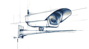 Futuristic Security Camera Vinyl Car Decal Sticker – Waterproof & UV-Resistant 8"