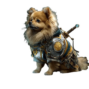 Armored Magical Pomeranian Vinyl Car Decal Sticker – Waterproof & UV-Resistant 8"