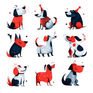 Abstract Celebrating Dogs Vinyl Car Decal Sticker – Waterproof & UV-Resistant 8"