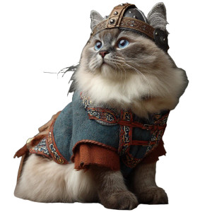 Viking Cat Costume Vinyl Car Decal Sticker – Waterproof & UV-Resistant 8"