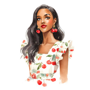 Cherry Dress Beauty Vinyl Car Decal Sticker – Waterproof & UV-Resistant 8"