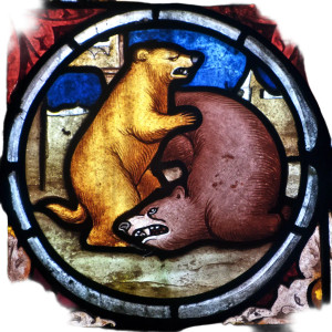 Medieval Bear Conflict Vinyl Car Decal Sticker – Waterproof & UV-Resistant 8"