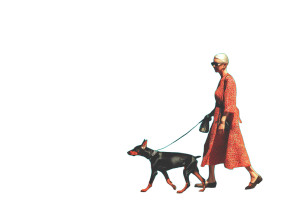 Lady With Doberman Vinyl Car Decal Sticker – Waterproof & UV-Resistant 8"