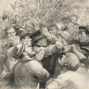 Angry Mob Statue Clash Vinyl Car Decal Sticker – Waterproof & UV-Resistant 8"