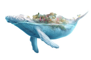 Transparent Floral Whale Vinyl Car Decal Sticker – Waterproof & UV-Resistant 8"