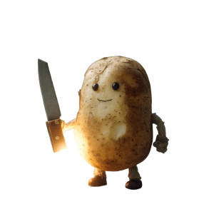 Potato With Knife Vinyl Car Decal Sticker – Waterproof & UV-Resistant 8"