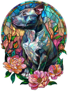Stained Glass Pitbull Vinyl Car Decal Sticker – Waterproof & UV-Resistant 8"