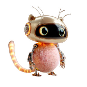 Pixar-Style Robot Cat Vinyl Car Decal Sticker – Waterproof & UV-Resistant 8"