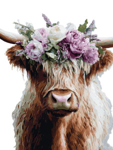 Floral Highland Cow Vinyl Car Decal Sticker – Waterproof & UV-Resistant 8"