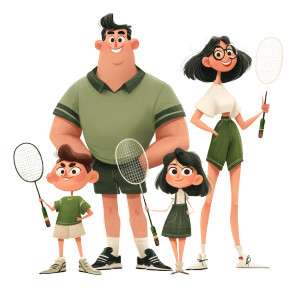 Cheerful Sports Family Vinyl Car Decal Sticker – Waterproof & UV-Resistant 8"