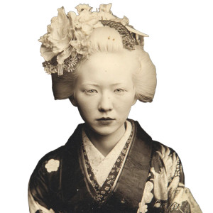 Albino Geisha Portrait Vinyl Car Decal Sticker – Waterproof & UV-Resistant 8"