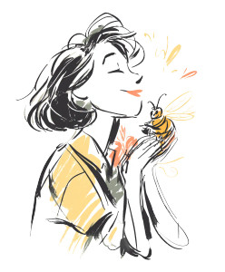 Woman Hugging Bee Vinyl Car Decal Sticker – Waterproof & UV-Resistant 8"