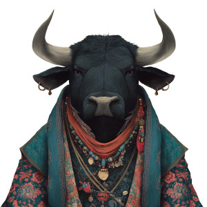 Anthropomorphic Bull Illustration Vinyl Car Decal Sticker – Waterproof & UV-Resistant 8"