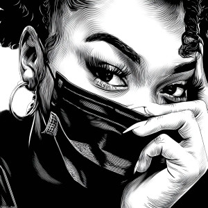 Smug Masked Woman Vinyl Car Decal Sticker – Waterproof & UV-Resistant 8"
