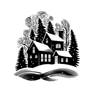 Snowy House Silhouette Vinyl Car Decal Sticker – Waterproof & UV-Resistant 8"