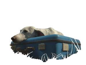 Dog On Suitcase Vinyl Car Decal Sticker – Waterproof & UV-Resistant 8"