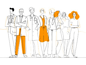 Doctor Group Illustration Vinyl Car Decal Sticker – Waterproof & UV-Resistant 8"