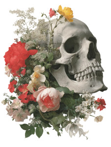 Skull Flower Art Vinyl Car Decal Sticker – Waterproof & UV-Resistant 8"