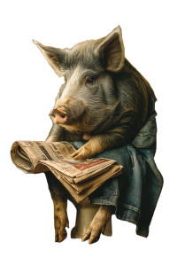 Pig Reading Newspaper Vinyl Car Decal Sticker – Waterproof & UV-Resistant 8"