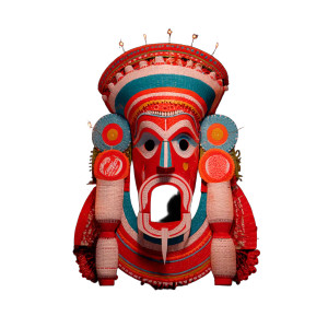 Modern Theyyam Mask Vinyl Car Decal Sticker – Waterproof & UV-Resistant 8"