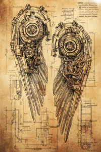 Steampunk Flight Wings Vinyl Car Decal Sticker – Waterproof & UV-Resistant 8"