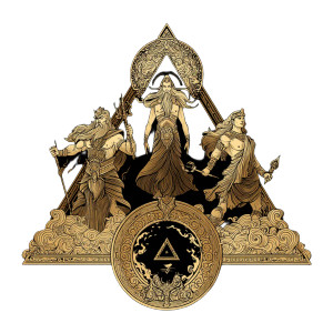 Three Golden Gods Vinyl Car Decal Sticker – Waterproof & UV-Resistant 8"