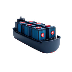 Container Ship Illustration Vinyl Car Decal Sticker – Waterproof & UV-Resistant 8"