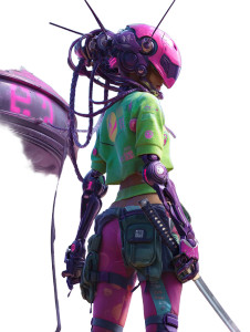 Cybernetic Warrior Woman V2 Vinyl Car Decal Sticker – Waterproof & UV-Resistant 8"