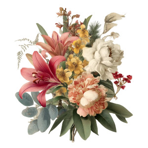 Vintage Botanical Bouquet V2 Vinyl Car Decal Sticker – Waterproof & UV-Resistant 8"