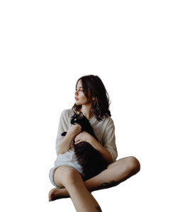 Girl With Cat V10 Vinyl Car Decal Sticker – Waterproof & UV-Resistant 8"