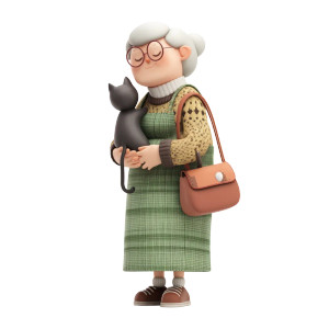 Granny With Cat Vinyl Car Decal Sticker – Waterproof & UV-Resistant 8" Granny With Cat Vinyl Car Decal Sticker – Waterproof & UV-Resistant 8"