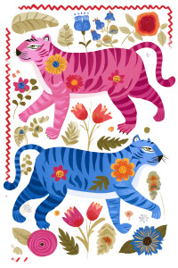 Floral Fantasy Tigers Vinyl Car Decal Sticker – Waterproof & UV-Resistant 8" Floral Fantasy Tigers Vinyl Car Decal Sticker – Waterproof & UV-Resistant 8"