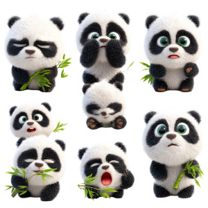 Panda Emoticon Pack Vinyl Car Decal Sticker – Waterproof & UV-Resistant 8"