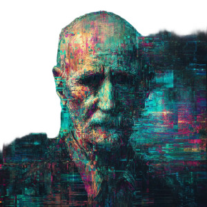 Glitch Art Portrait Vinyl Car Decal Sticker – Waterproof & UV-Resistant 8"