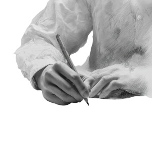 Writing Hand Silhouette Vinyl Car Decal Sticker – Waterproof & UV-Resistant 8"