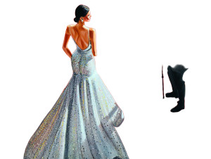 Glamorous Evening Gown Vinyl Car Decal Sticker – Waterproof & UV-Resistant 8"