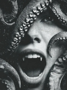 Tentacle-Faced Woman Vinyl Car Decal Sticker – Waterproof & UV-Resistant 8"