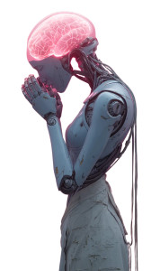 Violet Robot Contemplation Vinyl Car Decal Sticker – Waterproof & UV-Resistant 8"