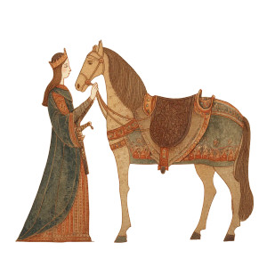 Medieval Lady-Knight Vinyl Car Decal Sticker – Waterproof & UV-Resistant 8"